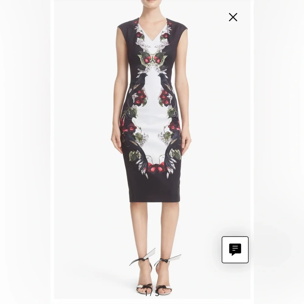 Ted Baker 'Bejewelled Shadows' Print Front Body-Con Dress - Picture 7 of 12